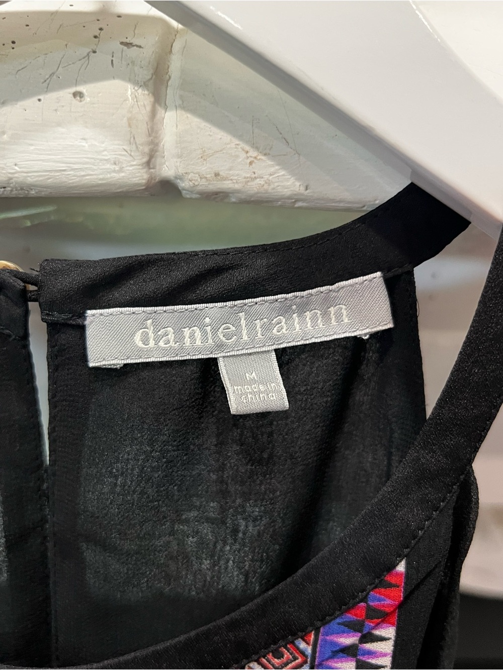 Daniel Rainn Black Tank with Colorful Geometric Embroidery - Picture 2 of 3